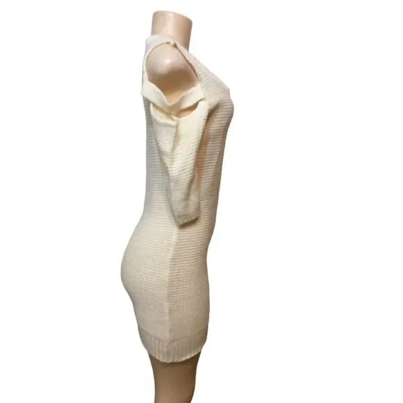 MAD For Me Shoulder Cut Out Dress Women Small Cream Acrylic Off Shoulder - Picture 2 of 5